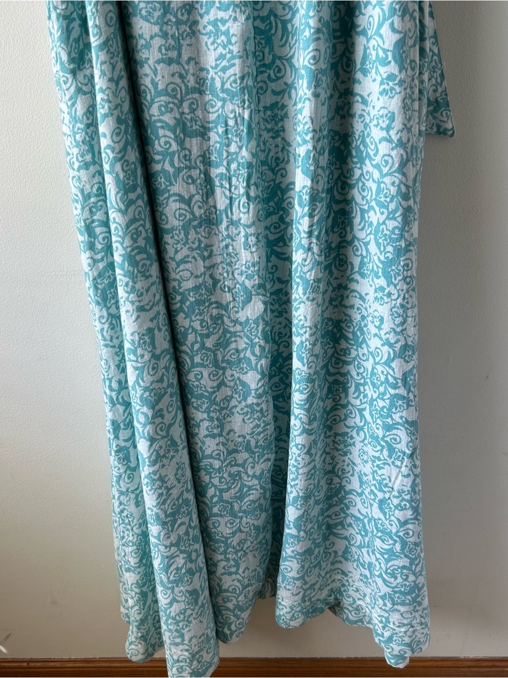 Maeve Anthropologie Irene Linen Shirt Maxi Dress Mint Green Floral XL - Picture 16 of 16